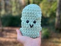 Cute Pickle Crochet Plushie, Desk Decor, Mini Plush, Crochet Emotional Support, Handmade Gift For Pickle Lover, Weird Amigurumi, Desk Pet