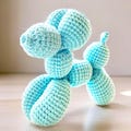 Handmade Crochet Balloon Dog | Blue Pink | Cute Crochet Toy | Crocheted Art | Dog Stuffed Animal | Finished Crochet Toy | Gift for Artist