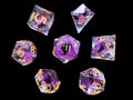 Purple & Black Cat Liquid Core Dice Set | Handmade Sharp Edge Resin Dice for DnD, TTRPG, RPG, Dungeons and Dragons, Xmas Gift