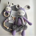 Handmade Crochet Bunny Baby Gift Set - Amigurumi Baby Toy, Pacifier Clip  Teething Ring - Organic & Personalized Baby Shower Gift