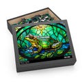 a Stained glass window with a Frog on it, Puzzle (120/252/500 Pieces)