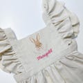 Personalized Toddler Girl Apron, Pinafore Apron, Easter Bunny Toddler Apron, Custom School Pinafore, Toddler Girl Apron