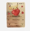 Pikachu I Choose You Love Heart Valentine Day's Gold Metal Card