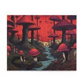 Puzzle (500-Piece) - Mystical Forest with Glowing Red Mushrooms, Dark and Eerie Ambiance, Enchanting and Otherworldly Scene, Jigsaw Activity