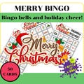 Merry Bingo Game | 50 Printable Pages of Christmas Fun | 5x5 Bingo Cards for Kids, Family Parties, School Activities, and Holidays