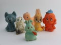 Cute little 6 Soviet rubber toys bunny wolf  horse dog baby doggy hare rabbit made in ussr toy russia toy russian toys carrot animal