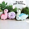 Dinosaur Jurassic World No Sew Crochet Pattern, No Sew Amigurumi Crochet Patterns | Triceratops, Tyrannosaurus, Stegosaurus, download pdf