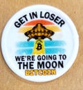 Bulk Bitcoin Poker Chips – 'Get in Loser, We’re Going to the Moon' – 1.5" UV-Printed Crypto Tokens – Pack of 100