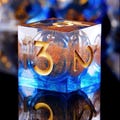 Sapphire Ember • 7-Piece Liquid Core Dice Set DnD Dice Set for D&D Gifts, Full Dungeons and Dragons Dice Set for DnD Gifts, Liquid Core