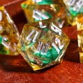Verdant Gold • 7-Piece Liquid Core Dice Set DnD Dice Set for D&D Gifts, Full Dungeons and Dragons Dice Set for DnD Gifts, Liquid Core