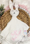 Easter Bunny Lovey/Bunny Plush/Embroidered Easter Bunny/Baby's First Easter Bunny/Easter Basket Gift/Baby Shower Gift/Personalized Bunny