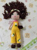 Handmade Crochet Doll with Brown Hair - Adorable Amigurumi Toy in Yellow Overalls | Perfect Gift for Kids, Birthdays, or Nursery Decor