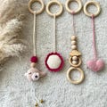 Playbow , Babygym ,  Birth Gift Mother Gift handmade Amigurumi Montesorri , Sparset Baby Gym Pendant, immediate delivery