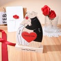 Wooden Bear Couple Puzzle with Base, Custom Married Bear Puzzle, Anniversary Gift for Wife and Husband, Valentines Gifts for New Couple