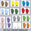 Single-color winter gloves memory game, printable kids game, printable winter activity, kids educational activity, digital product pdf