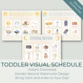 Watercolor Toddler Daily Routine Visual Schedule Printable Cards Customizable Morning, Afternoon, Evening Routines for Kids